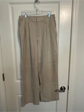 Beige Wide-Leg Women's Pants